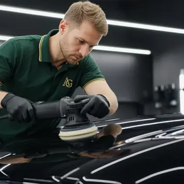 Machine-polishing a black bonnet to a mirror finish